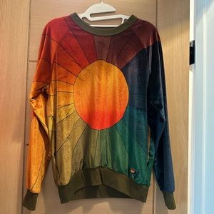 Aviator Nation Rainbow Velour Velvet Sunburst Sunrise Sweater - XS